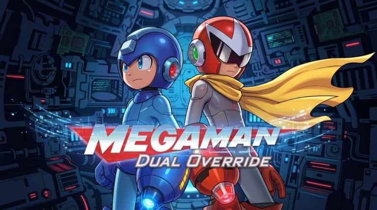 Mega Man e Proto Man em cena de Mega Man Dual Override